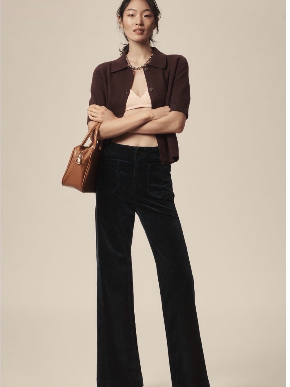 Anthropologie Maeve Colette High-Rise Wide-Leg Corduroy Pants in Black size 25